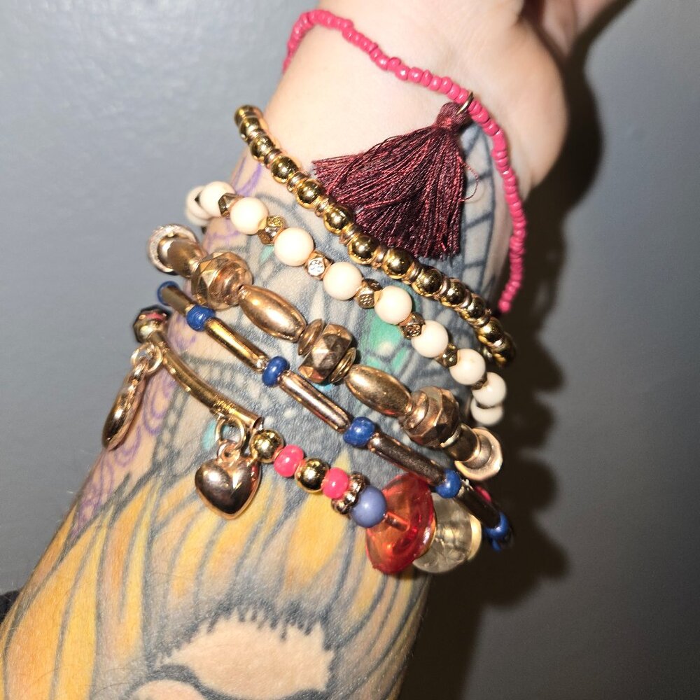 Bohemian Beaded Bracelet Stack (set of 6)